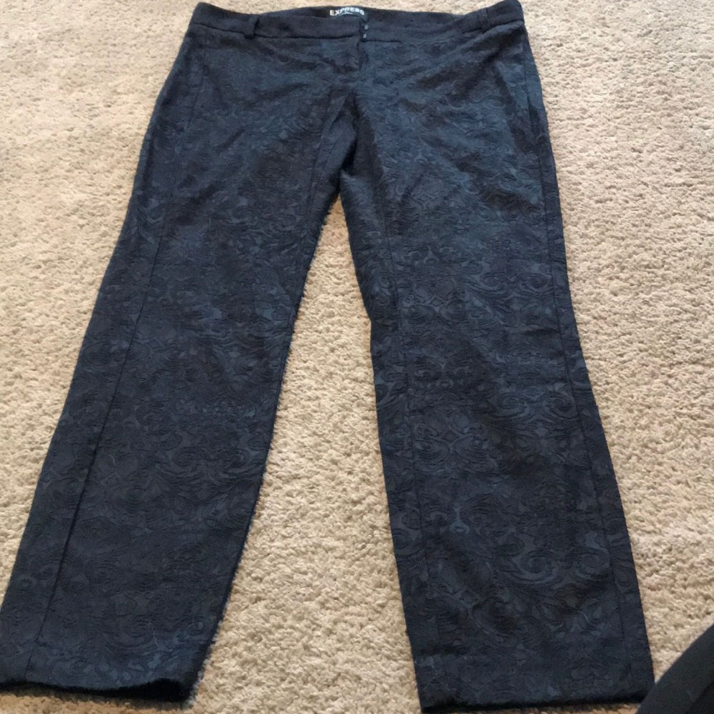 Express black lace crop dress pants